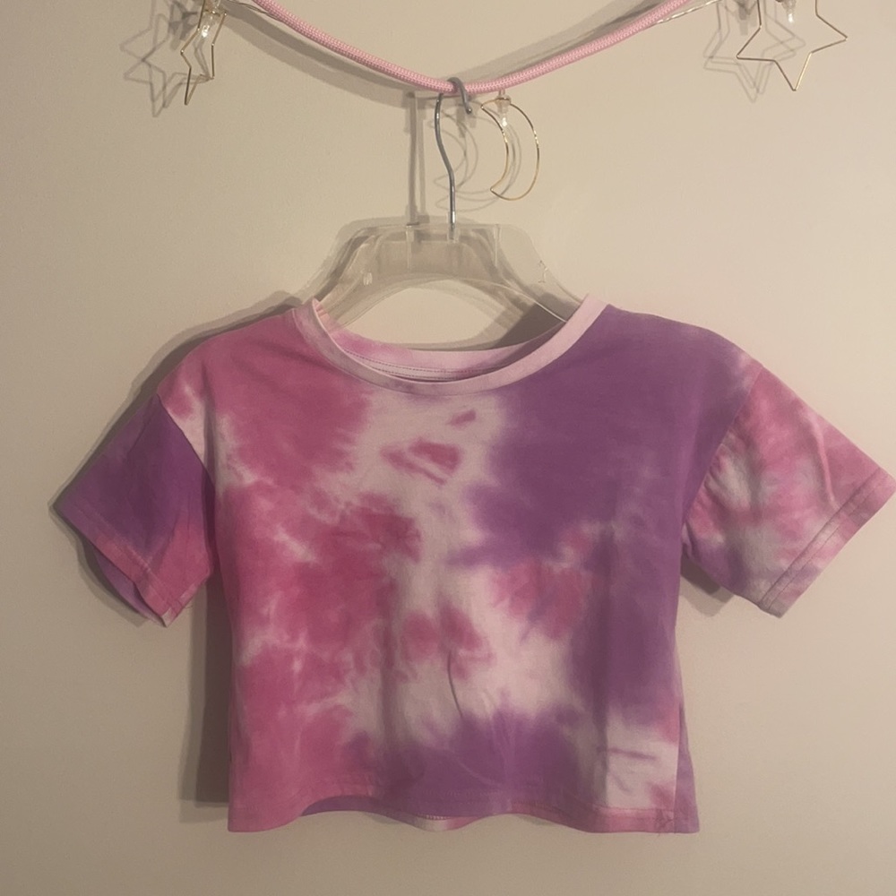 Pink tie dye cropped top